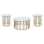 Monett 3-piece Coffee and End Table Set Chocolate Chrome - alternate view