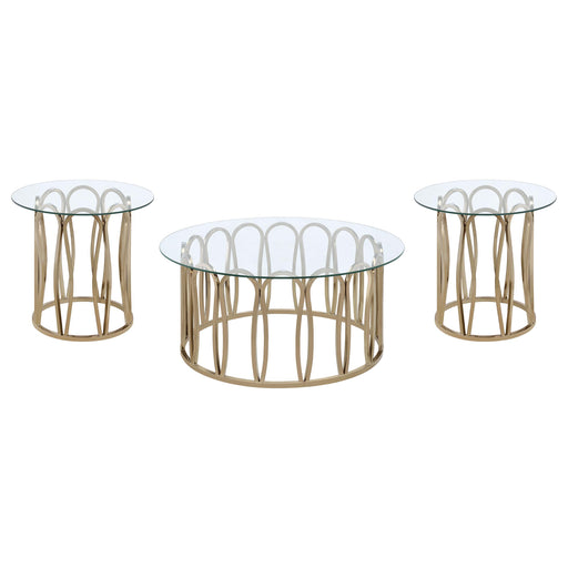 Monett 3-piece Coffee and End Table Set Chocolate Chrome - alternate view
