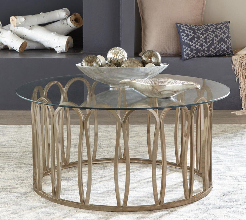 Monett Round Glass Top Coffee Table