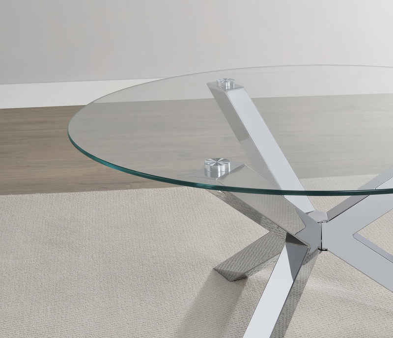 Kenzie Round Tempered Glass Top End Side Table