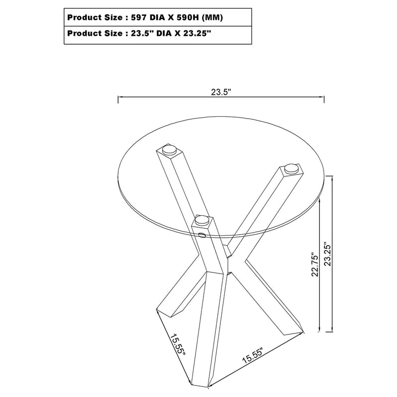 Kenzie Round Tempered Glass Top End Side Table