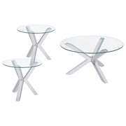 Kenzie 3-piece Round Coffee and End Table Set Chrome - alternate view