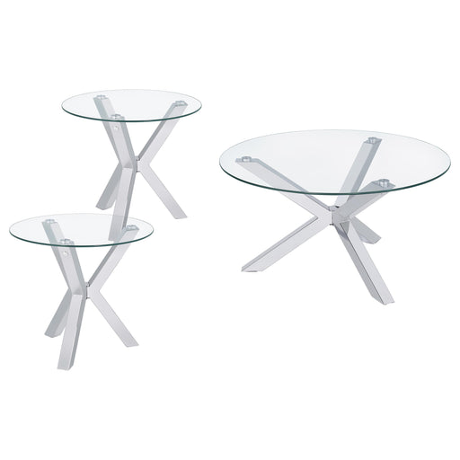 Kenzie 3-piece Round Coffee and End Table Set Chrome - alternate view