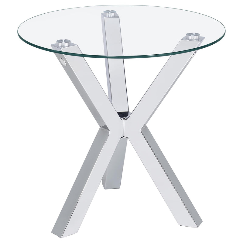 Kenzie 3-piece Round Coffee and End Table Set Chrome - detail 3