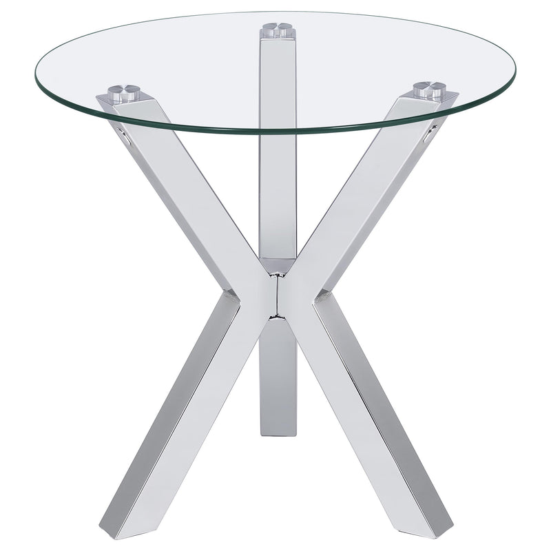 Kenzie 3-piece Round Coffee and End Table Set Chrome - detail 4