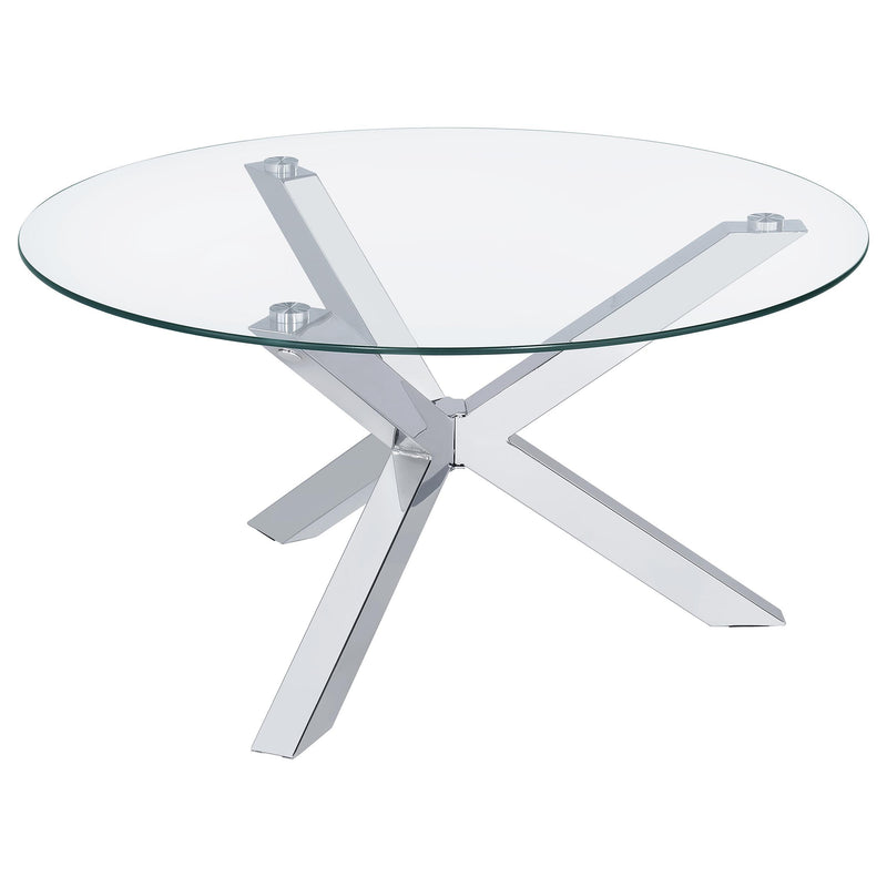 Kenzie Round Tempered Glass Top Cocktail Coffee Table