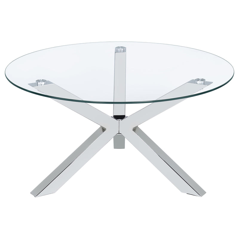 Kenzie Round Tempered Glass Top Cocktail Coffee Table