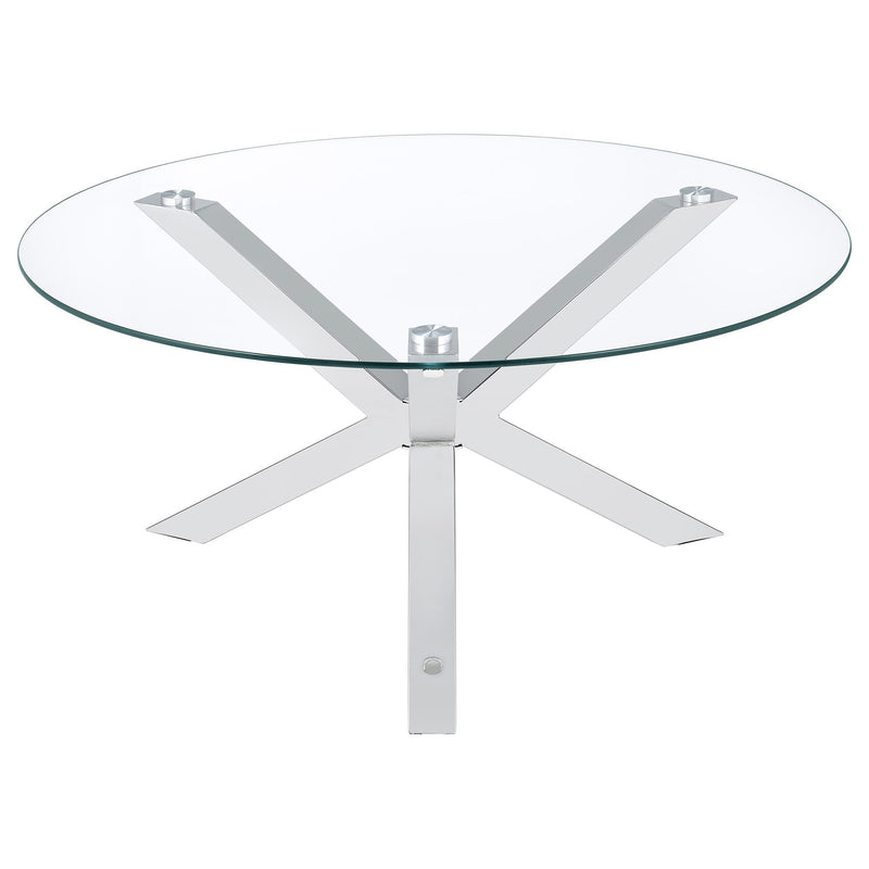 Kenzie Round Tempered Glass Top Cocktail Coffee Table