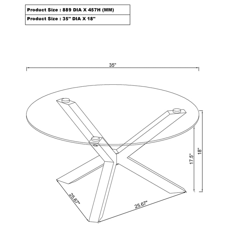 Kenzie Round Tempered Glass Top Cocktail Coffee Table