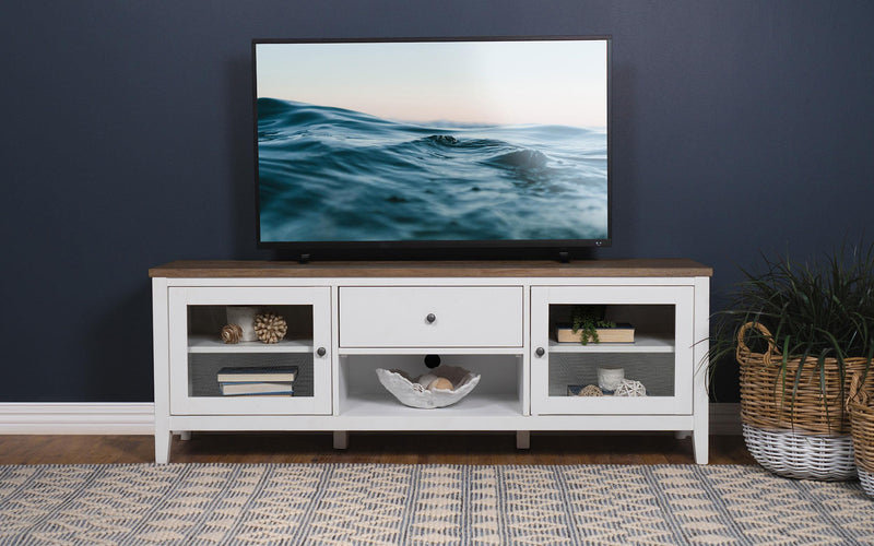 Hollis 2-door Wood 67-inch TV Stand with Drawer Brown and