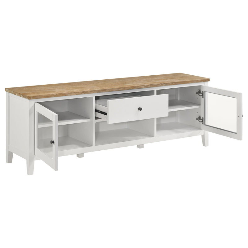 Hollis 2-door Wood 67-inch TV Stand with Drawer Brown and