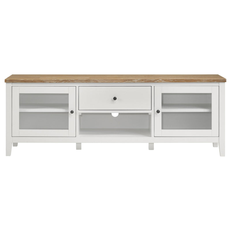 Hollis 2-door Wood 67-inch TV Stand with Drawer Brown and