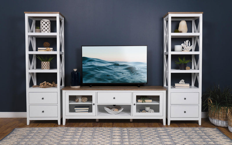 Hollis 2-door Wood 67-inch TV Stand with Drawer Brown and