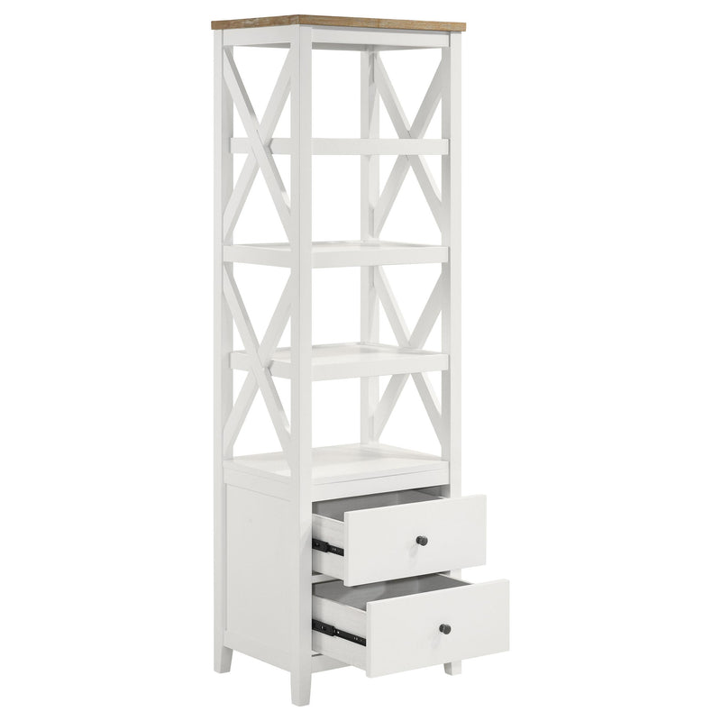 Hollis 4-shelf Wood Media Tower with Drawers Brown and