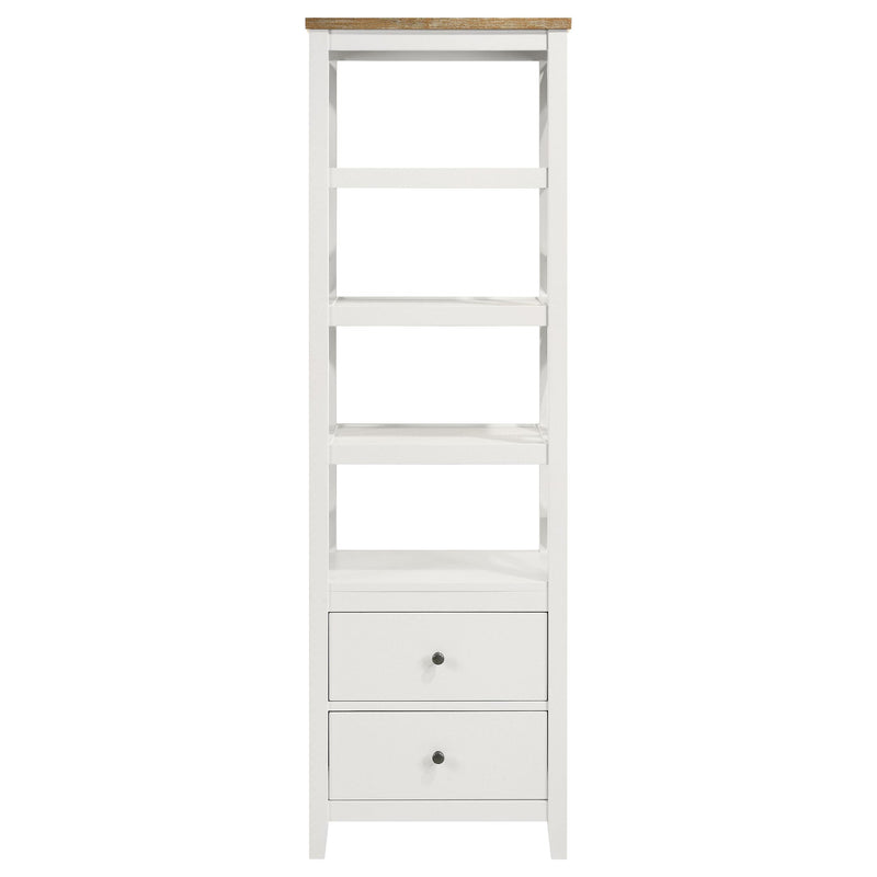 Hollis 4-shelf Wood Media Tower with Drawers Brown and
