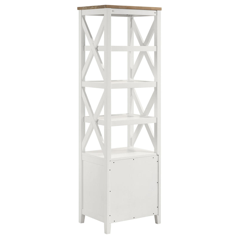 Hollis 4-shelf Wood Media Tower with Drawers Brown and