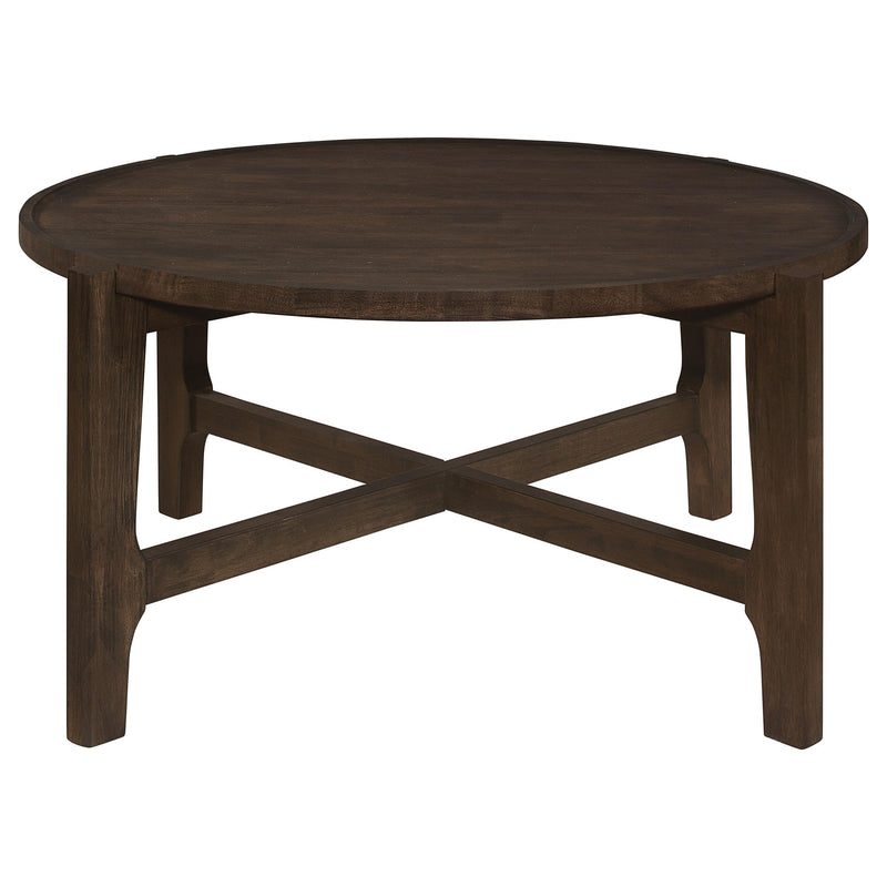 Cota Round Solid Wood Coffee Table Dark Brown - detail 3