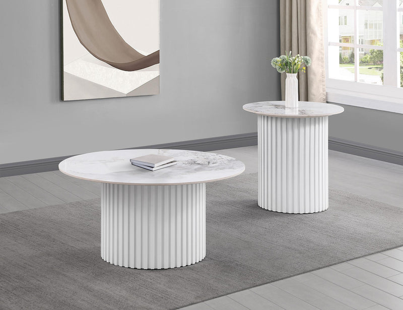 Rowena Round Sintered Stone End Table
