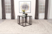 Adri Rectangular Glass Top Side End Table Black Nickel