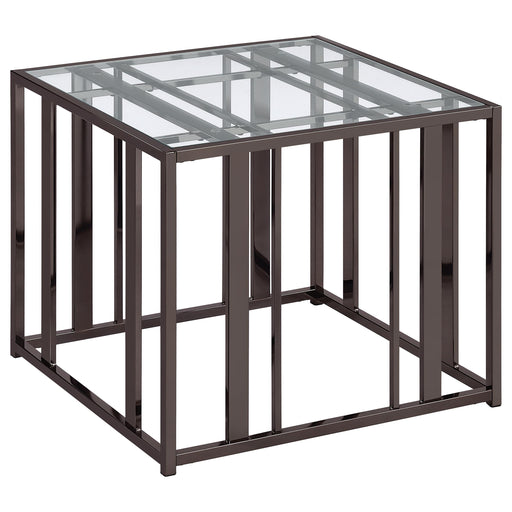 Adri Rectangular Glass Top Side End Table Black Nickel - alternate view