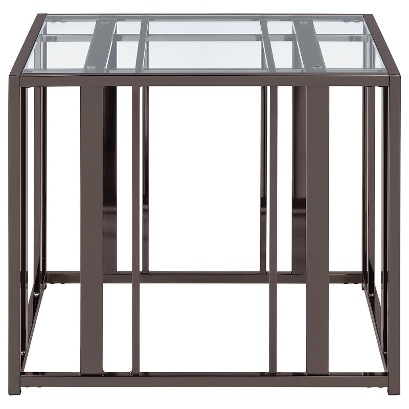 Adri Rectangular Glass Top Side End Table Black Nickel - detail 3