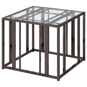 Adri Rectangular Glass Top Side End Table Black Nickel - detail 4