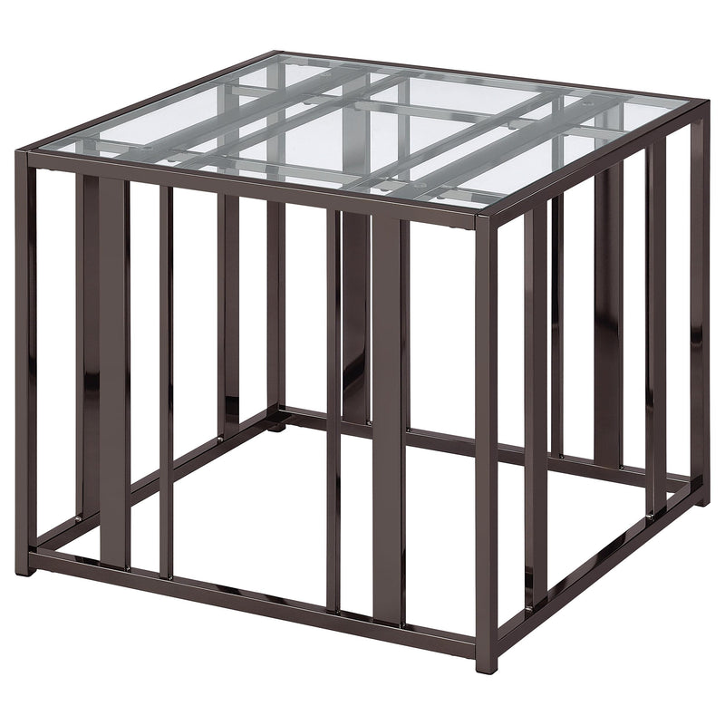 Adri Rectangular Glass Top Side End Table Black Nickel - detail 4