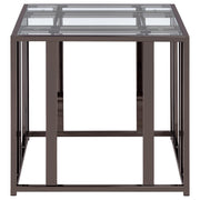 Adri Rectangular Glass Top Side End Table Black Nickel - detail 5
