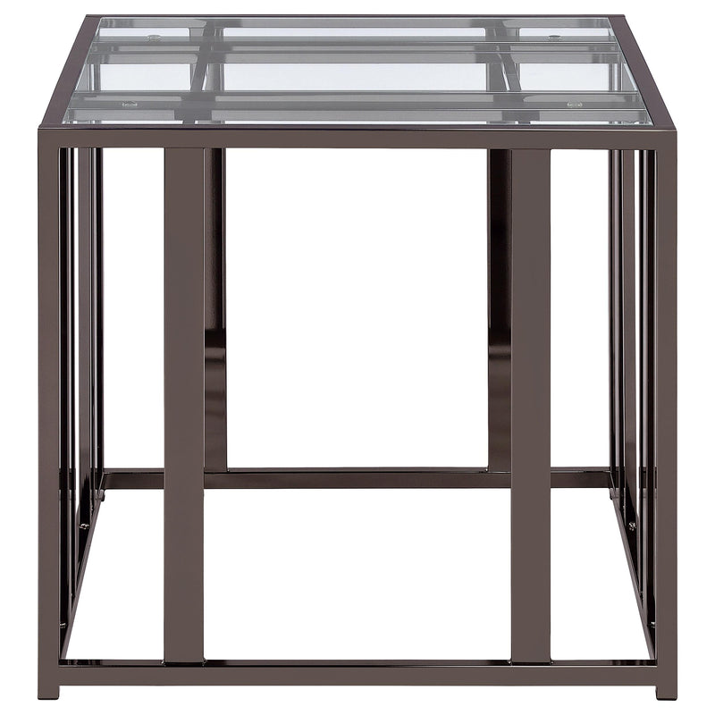 Adri Rectangular Glass Top Side End Table Black Nickel - detail 5
