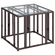 Adri Rectangular Glass Top Side End Table Black Nickel - detail 6