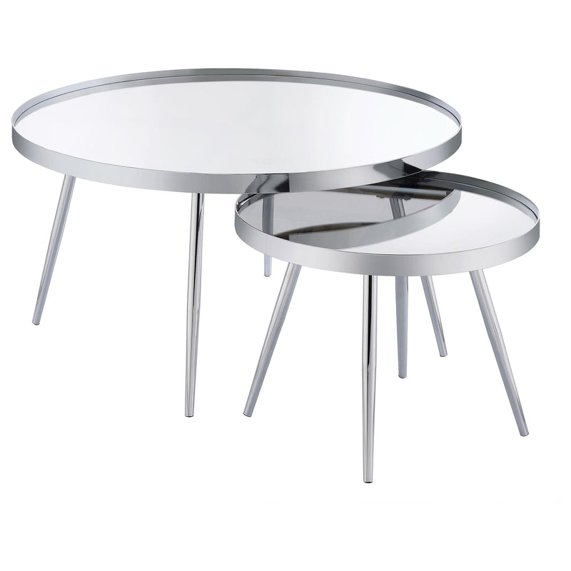 Kaelyn 2-Piece Round Mirror Top Nesting Coffee Table