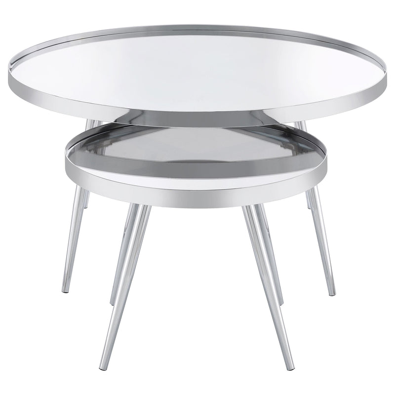 Kaelyn 2-Piece Round Mirror Top Nesting Coffee Table