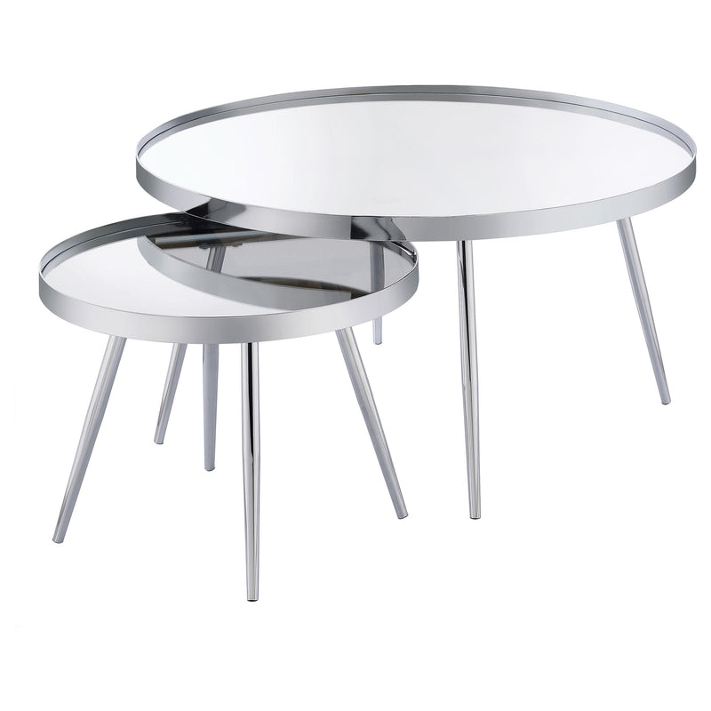 Kaelyn 2-Piece Round Mirror Top Nesting Coffee Table