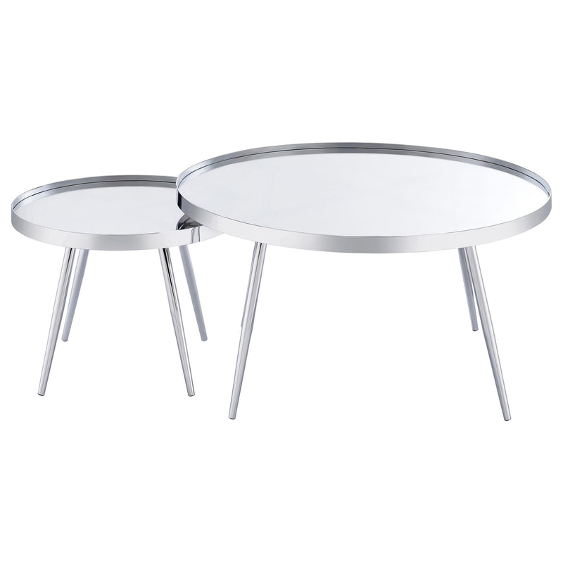Kaelyn 2-Piece Round Mirror Top Nesting Coffee Table
