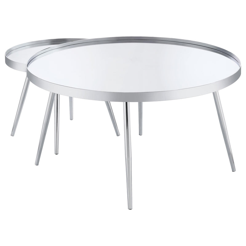 Kaelyn 2-Piece Round Mirror Top Nesting Coffee Table