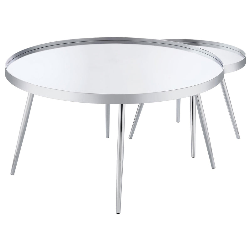 Kaelyn 2-Piece Round Mirror Top Nesting Coffee Table