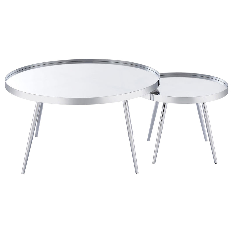 Kaelyn 2-Piece Round Mirror Top Nesting Coffee Table