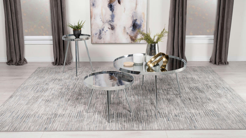 Kaelyn 2-Piece Round Mirror Top Nesting Coffee Table
