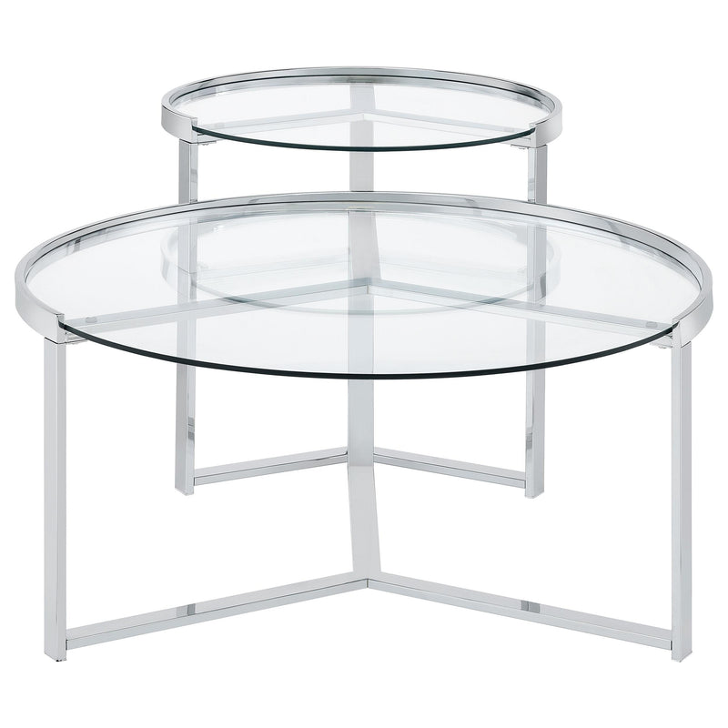 Delia 2-Piece Round Glass Top Nesting Coffee Table