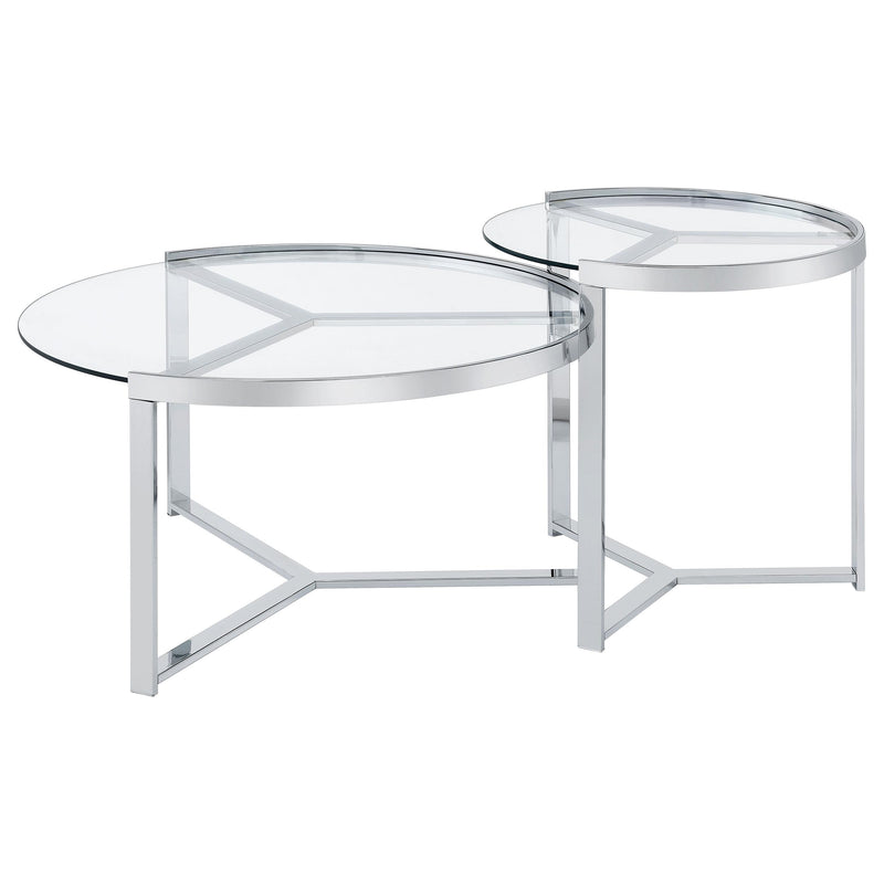 Delia 2-Piece Round Glass Top Nesting Coffee Table