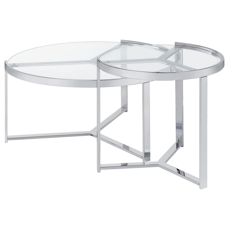 Delia 2-Piece Round Glass Top Nesting Coffee Table