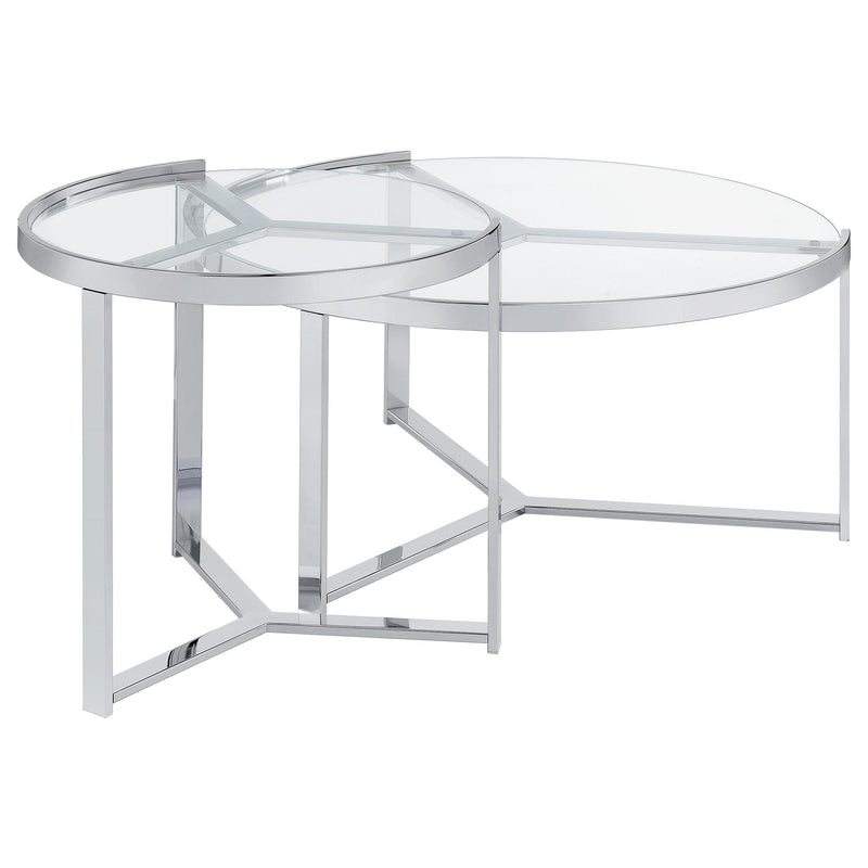 Delia 2-Piece Round Glass Top Nesting Coffee Table