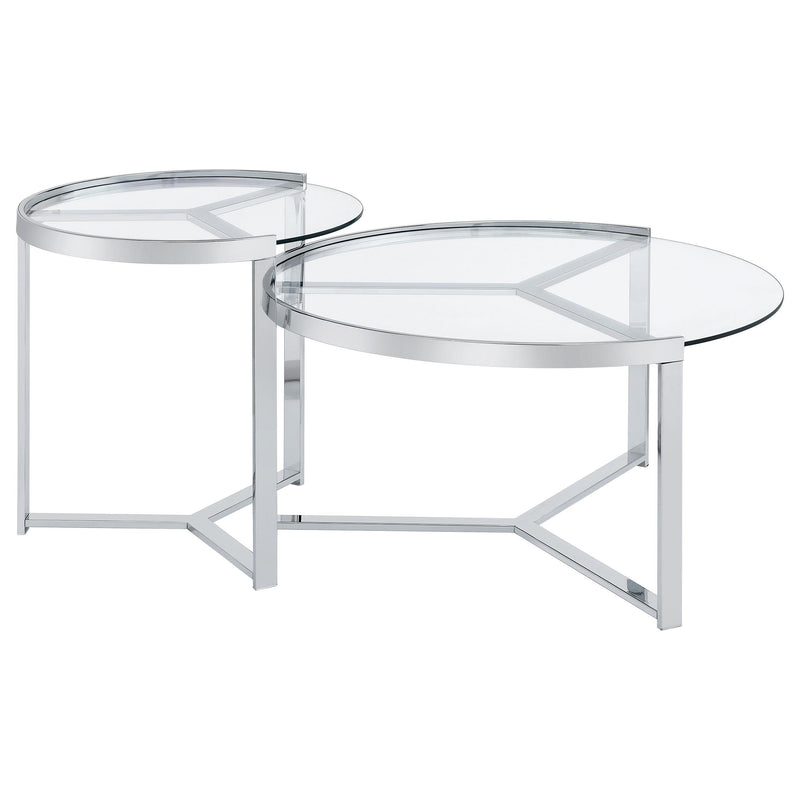 Delia 2-Piece Round Glass Top Nesting Coffee Table