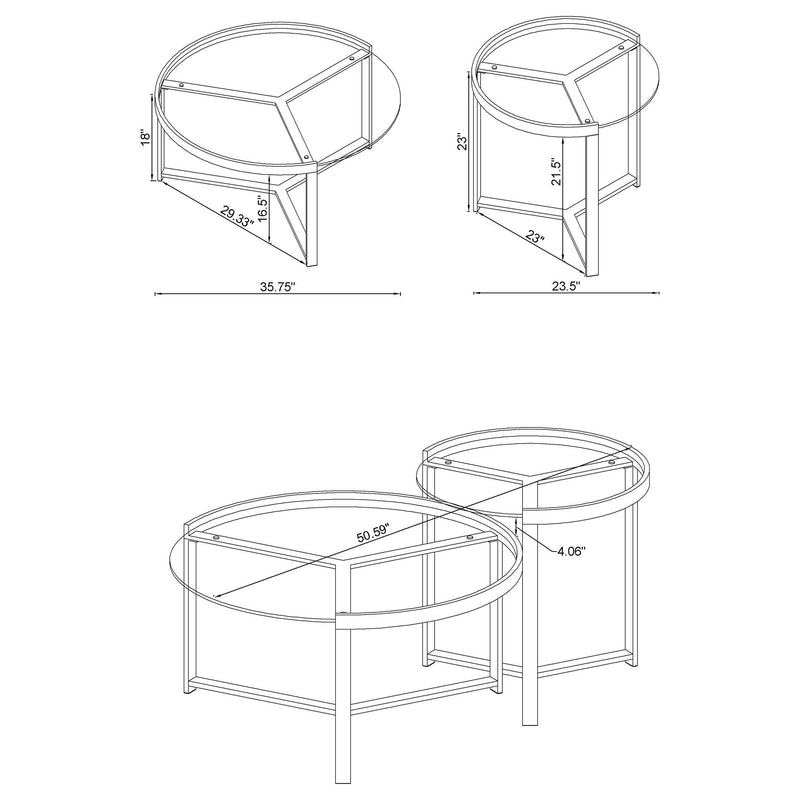 Delia 2-Piece Round Glass Top Nesting Coffee Table