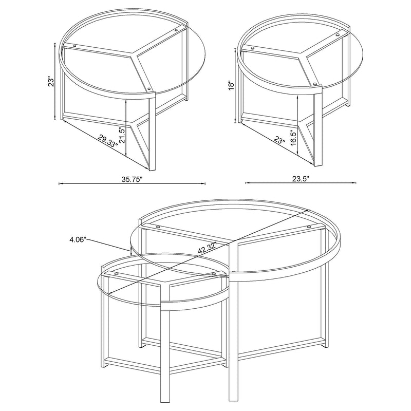Delia 2-Piece Round Glass Top Nesting Coffee Table