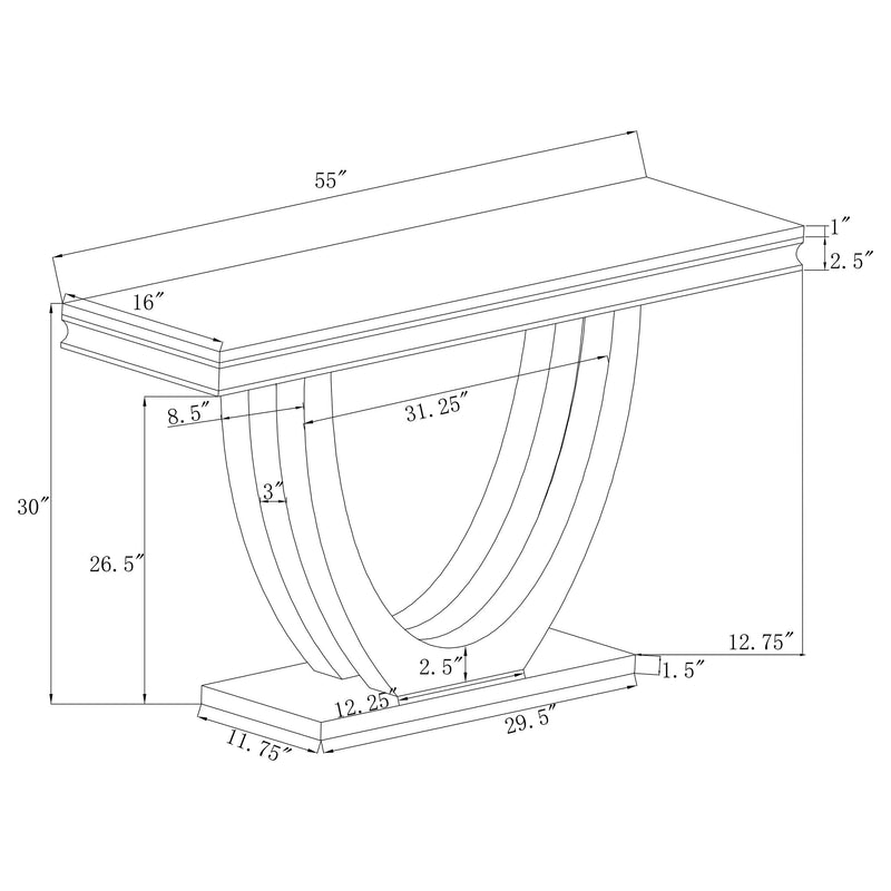 Kerwin U-base Stone Top Entryway Sofa Console Table Chrome