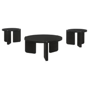 Cordova 3-piece Solid Wood Coffee and End Table Set Black - alternate view