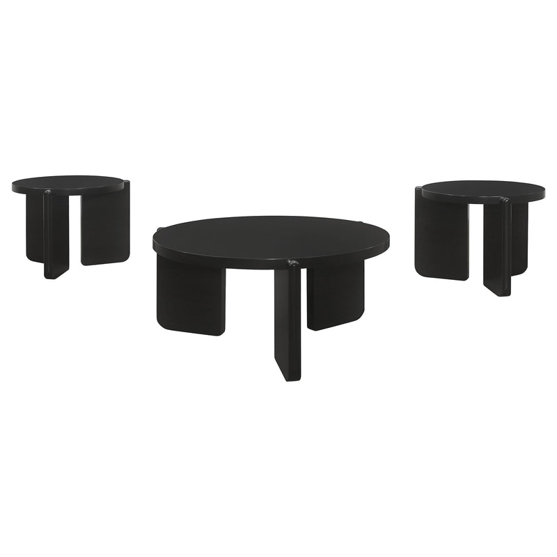 Cordova 3-piece Solid Wood Coffee and End Table Set Black - alternate view