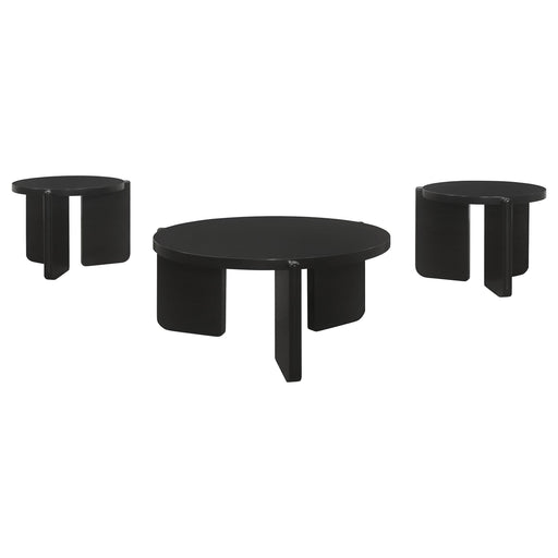 Cordova 3-piece Solid Wood Coffee and End Table Set Black - alternate view