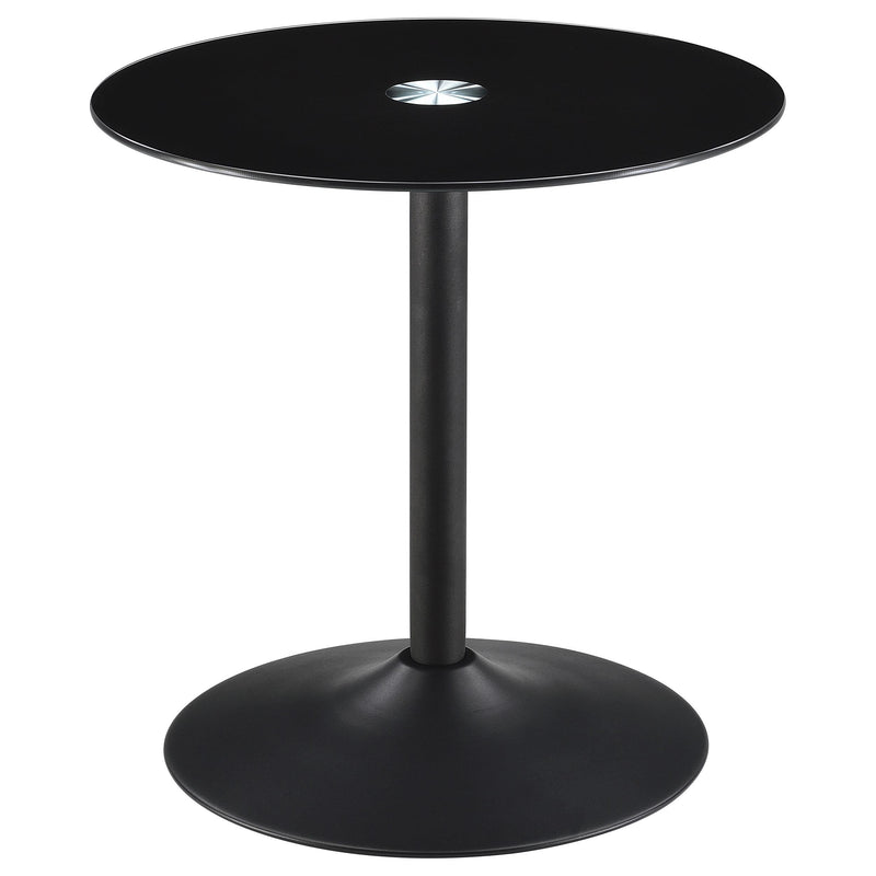 Ganso Round Metal End Table With Tempered Glass Top